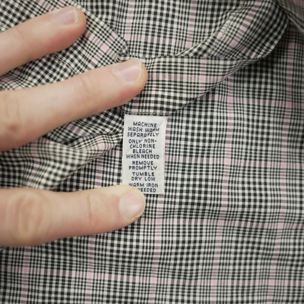 Ralph Lauren Shirt Mens Large Pink Black‎ Plaid Classic Fit Button Down Cotton
